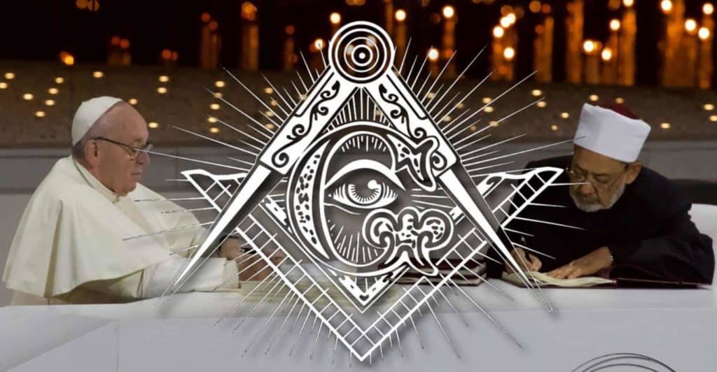 Jorge Bergoglio und Ahmed el-Tayeb unterzeichnen das freimaurerische Dokument