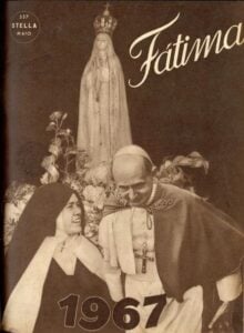 Eine Fotomontage als Titelbild: Die falsche Schwester Lucia mit dem falschen Papst 'Paul VI.