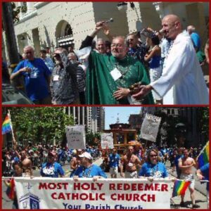 Pater Meriwether segnet Teilnehmer der 'Gay Pride'-Parade