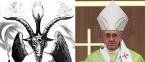 Vergleich der Mitra von Jorge Bergoglio und Baphomet