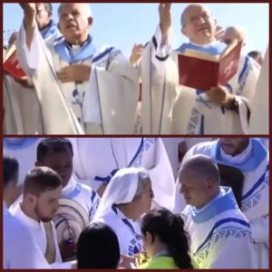 Konzilsgeistliche mit BoyLover-Symbol auf liturgischen Gewand