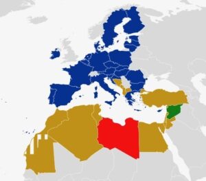 Karte der Mitglieder der Union für den Mittelmeerraum