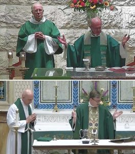 Ein Bildvergleich: eine Novus-Ordo-Liturgie und eine protestantische Liturgie