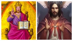 Bildervergleich Christuskönig als Malerei und KI-generiert