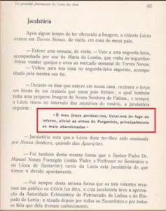 Hier wird das wahre Fatimagebet rot umrandet hervorgehoben