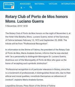 Förderer von Mons. Luciano Guerra durch den Freimaurerclub Rotarier