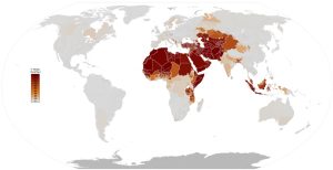 Muslimische Bevölkerung nach Prozentsatz der subnationalen oder nationalen Einheit