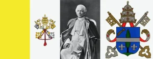 Leo XIII. mit Wappen für Enzyklika Arcanum Divinae Die Kirche und Ehe